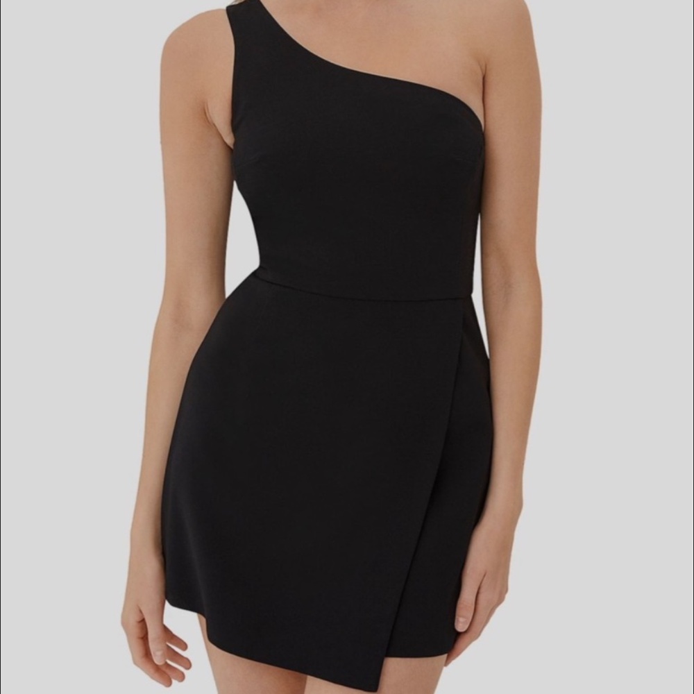 French Connection One Shoulder Whisper Envelope Dress - Black